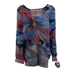 Oh My Julian Sheer Front Crop Womens Top Medium Festival Flowy Art to Wear Boho